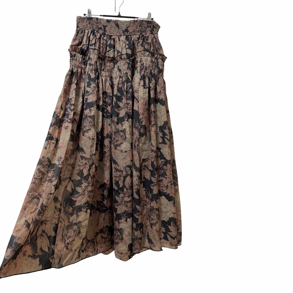 Bohme Floral Whimsigoth Dark Fairy Grunge Maxi Skirt Size M Cottage Smocked NEW